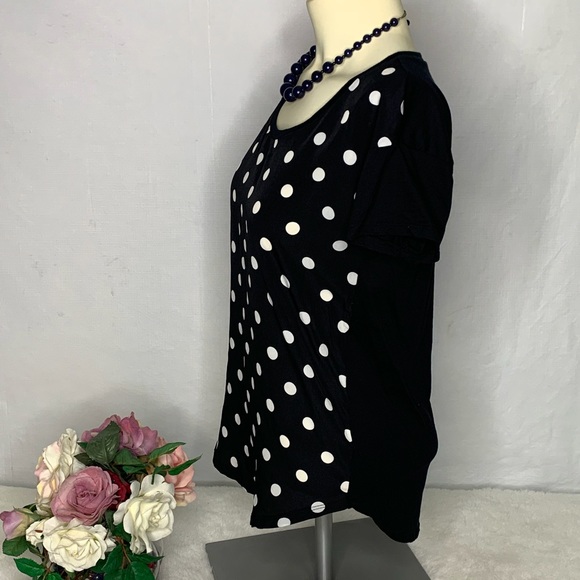 Ann Taylor short sleeve poka-dot pattern pull-over blouse XS - Picture 2 of 8